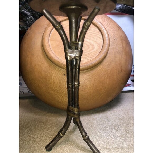 Set 3 MCM bamboo brass candle Holders Staggered Vintage decor - Picture 7 of 7